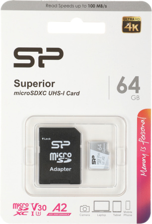 Флеш карта microSDXC 64GB Silicon Power SP064GBSTXDA2V20SP Superior + adapter