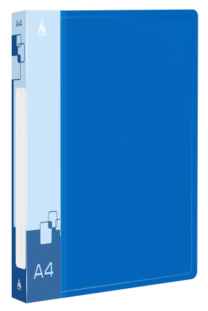 Папка на 4-х кольцах Бюрократ -0840/4RBLU A4 пластик 0.8мм кор.40мм внутр. с вставкой синий