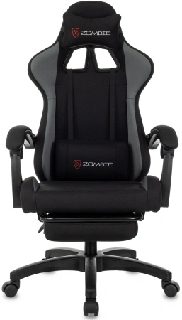Кресло игровое Zombie Shadow черный/серый с подголов. крестов. пластик подст.для ног пластик черный
