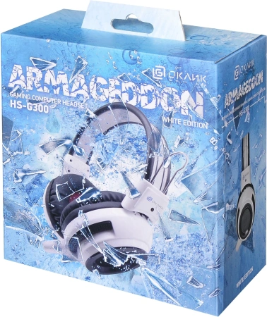 Наушники с микрофоном Оклик HS-G300 ARMAGEDDON белый/черный 2.2м мониторные оголовье (361558)