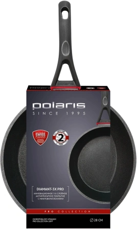 Сковорода Polaris Pro collection 28FP круглая 28см покрытие: Diamant-3X Pro ручка несъемная (без крышки) черный (016233)