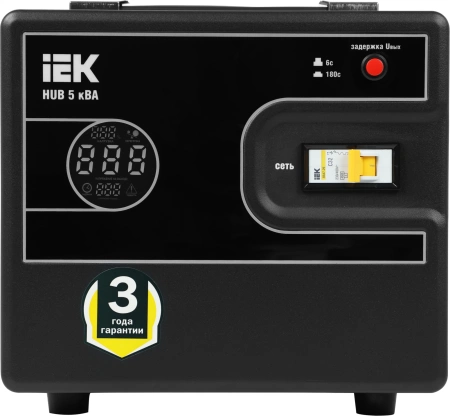 Стабилизатор напряжения IEK Hub 5кВА однофазный черный (IVS21-1-005-13)