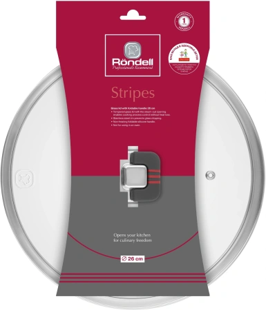 Крышка Rondell Stripes RDA-1621 d=26см крыш.прозрачный руч.серая