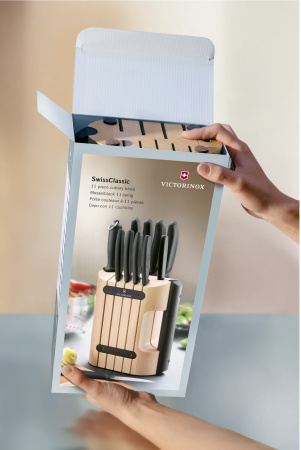 Набор ножей кухон. Victorinox Swiss Classic (6.7153.11) компл.:11шт с подставкой черный подар.коробка