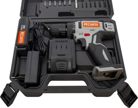 Дрель-шуруповерт Ресанта ДА-20-2ЛК аккум. патрон:быстрозажимной (кейс в комплекте) (75/14/11)