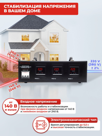 Стабилизатор напряжения Ресанта АСН-4500/3-ЭМ трехфазный серый (63/4/2)