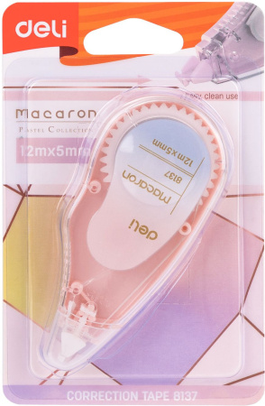 Лента коррект. Deli E8137 12мx5мм ассорти корпус белый блистер