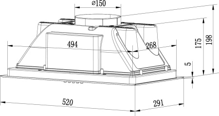 Вытяжка встраиваемая Weissgauff BOX 850 WH белый управление: кнопочное (1 мотор)