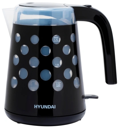 Чайник электрический Hyundai HYK-G2012 1.7л. 2000Вт черный/прозрачный (корпус: пластик)