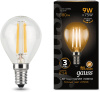 Лампа филам. Gauss Filament 9Вт цок.:E14 шар 220B 2700K св.свеч.бел.теп. (упак.:10шт) (105801109)