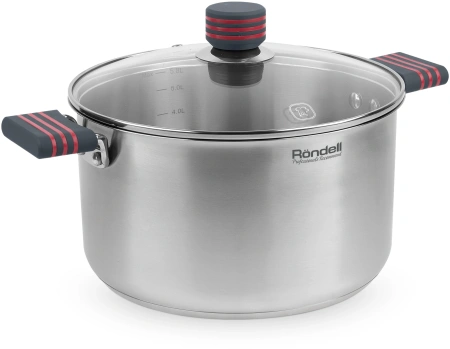 Кастрюля Rondell Stripes RDS-1281 5.8л. d=24см (с крышкой) стальной