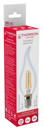 Лампа филам. Thomson Filament TH-B2388 11Вт цок.:E14 свеча 220B 6500K св.свеч.бел.хол. Tail Candle (упак.:1шт)