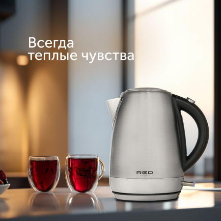 Чайник Red Solution RK-M1721 1.7л. 2200Вт серебристый (металл)