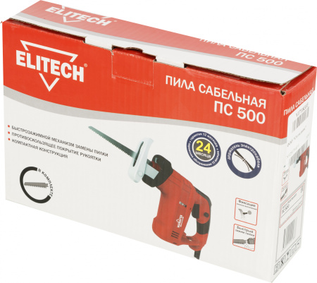 Сабельная пила Elitech ПС 500 500Вт 2350ход/мин (178316)