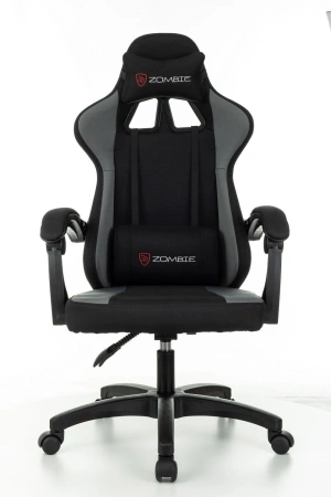 Кресло игровое Zombie Rudger черный/серый с подголов. крестов. пластик