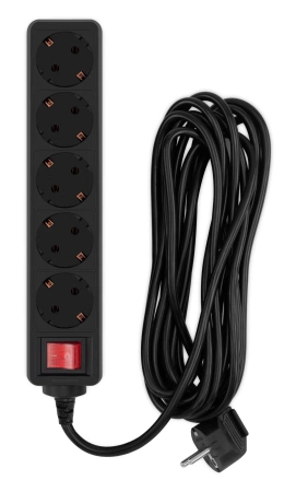 Сетевой фильтр PC Pet AP01006-5-B 5м (5 розеток) черный (пакет ПЭ)