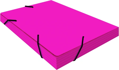 Папка на резинке Бюрократ Double Neon DNE510PINKBL A4 пластик кор.30мм 0.5мм розовый/черный