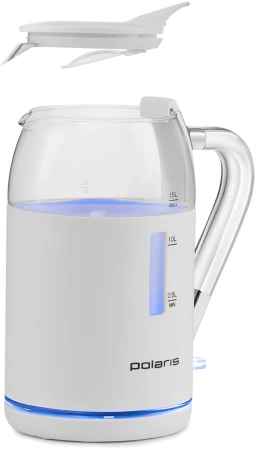 Чайник электрический Polaris PWK 1563CGL 1.5л. 2200Вт белый/прозрачный корпус: стекло/пластик
