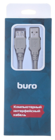 Кабель Buro BHP RET USB_AF18 USB A(m) USB A(f) 1.8м серый блистер
