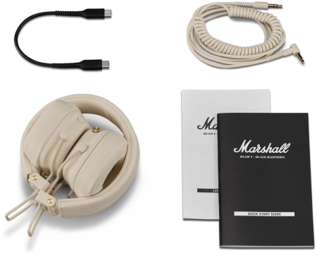 Гарнитура накладные Marshall Major V бежевый беспроводные bluetooth оголовье (MAJOR V CREAM)
