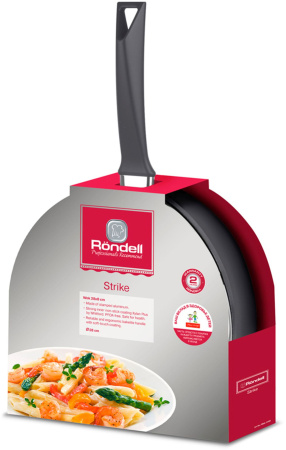 Сковорода ВОК (WOK) Rondell Strike круглая ручка несъемная (без крышки) серый (1398-RD-01)