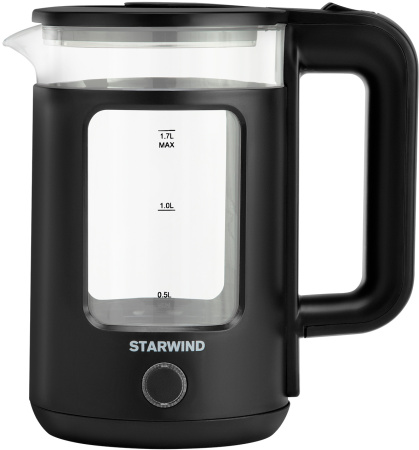Чайник электрический Starwind SKG1053 1.7л. 1800Вт черный (корпус: стекло)
