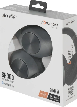 Наушники мониторные A4Tech 2Drumtek BH300 1м черный беспроводные bluetooth оголовье (BH300 ASH GREY)