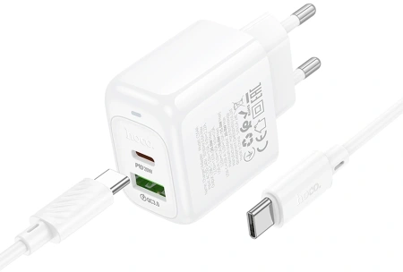 Сетевое зар./устр. Hoco CS54A Surplu 20W 3A (PD+QC) USB-A/Type-C универсальное белый (31532)