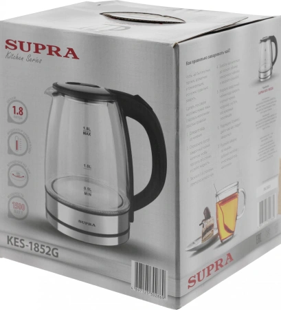 Чайник электрический Supra KES-1852G 1.8л. 1500Вт черный (корпус: стекло)