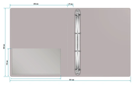 Папка на 4-х кольцах Бюрократ -0827/4RGREY A4 пластик 0.7мм кор.27мм внутр. с вставкой серый