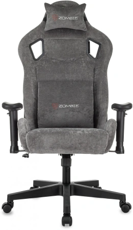 Кресло игровое Zombie Ghost Fabric серый Light-19 с подголов. крестов. пластик