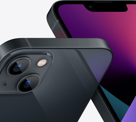 Смартфон Apple A2633 iPhone 13 128Gb 4Gb темная ночь моноблок 3G 4G 1Sim 6.1" 1170x2532 iOS 16 12Mpix 802.11 a/b/g/n/ac/ax NFC GPS GSM900/1800 GSM1900 TouchSc Protect