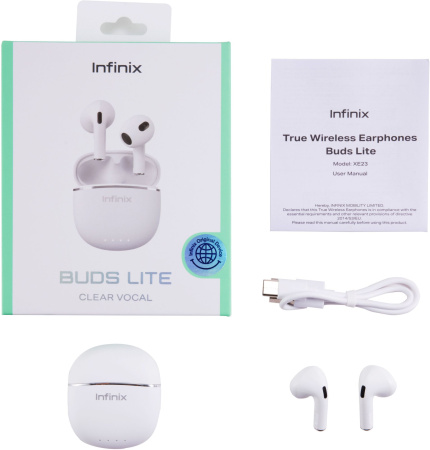 Гарнитура вкладыши Infinix XBuds XE23 белый беспроводные bluetooth в ушной раковине (10311755)