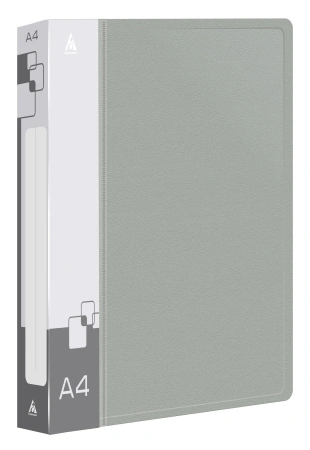 Папка на 4-х D-кольцах Бюрократ -0840/4DGREY A4 пластик 0.8мм кор.40мм внутр. с вставкой серый