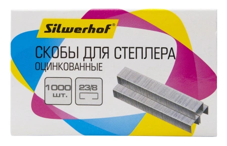Скобы для степлера 23/8 Silwerhof оцинкованные кор.карт. (упак.:1000шт.)