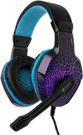 Наушники с микрофоном Оклик HS-L400G ZEUS черный/синий 2.2м мониторные оголовье (359480)