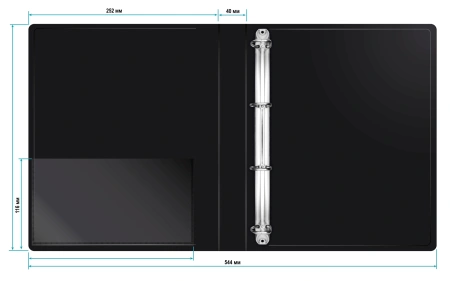 Папка на 4-х D-кольцах Бюрократ -0840/4DBLCK A4 пластик 0.8мм кор.40мм внутр. с вставкой черный