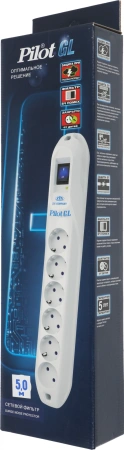 Сетевой фильтр Pilot GL 5м (6 розеток) белый (коробка)
