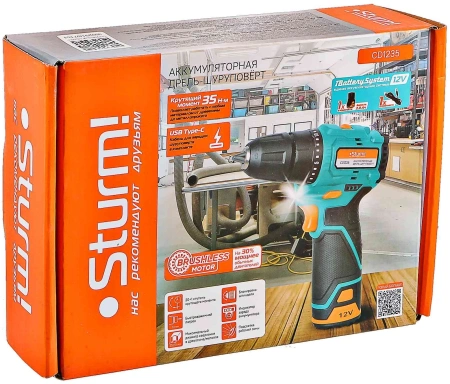 Дрель-шуруповерт Sturm! CD1235 аккум. патрон:быстрозажимной