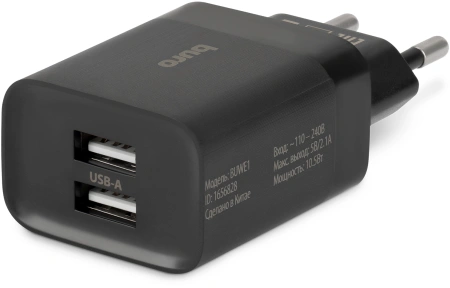Сетевое зар./устр. Buro BUWE1 10.5W 2.1A 2xUSB универсальное черный (BUWE10S200BK)
