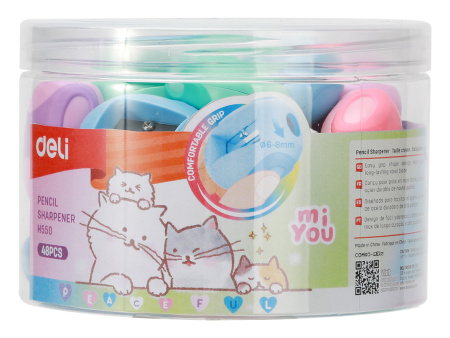 Точилка для карандашей ручная Deli MiYou EH550 1 отверстие пластик ассорти туба