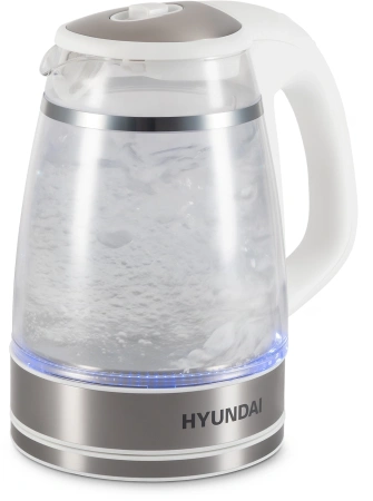 Чайник Hyundai HYK-G3506 1.7л. 2200Вт белый/серебристый (стекло)
