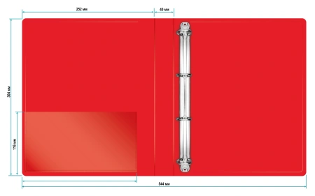 Папка на 4-х D-кольцах Бюрократ -0840/4DRED A4 пластик 0.8мм кор.40мм внутр. с вставкой красный