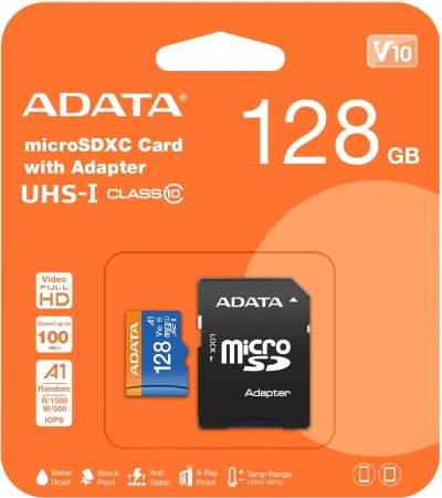 Флеш карта microSDXC 128Gb Class10 A-Data AUSDX128GUICL10A1-RA1 Premier Pro + adapter