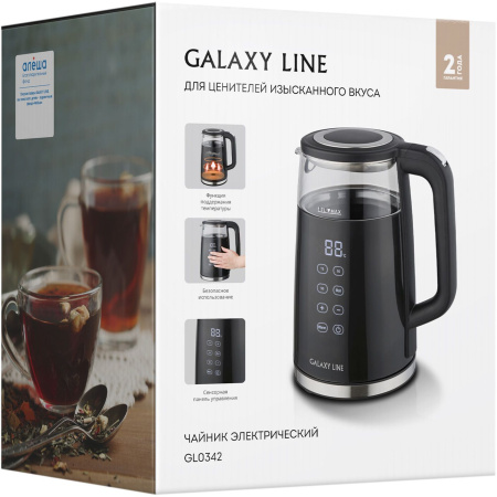 Чайник Galaxy Line GL 0342 1.7л. 2200Вт черный (стекло/пластик)