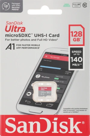 Флеш карта microSDXC 128GB Sandisk SDSQUAB-128G-GN6MN Ultra w/o adapter