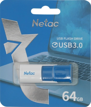 Флеш Диск Netac 64Gb U182 NT03U182N-064G-30BL USB3.0 синий/белый