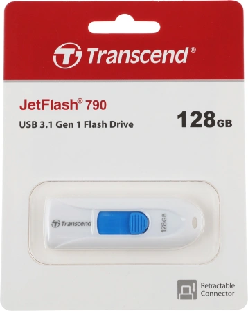 Флеш Диск Transcend 128Gb Jetflash 790 TS128GJF790W USB3.0 белый