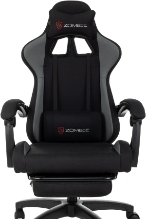 Кресло игровое Zombie Shadow черный/серый с подголов. крестов. пластик подст.для ног пластик черный