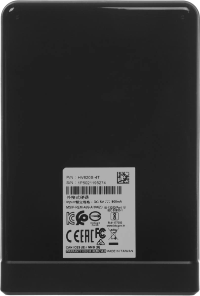 Жесткий диск A-Data USB 3.1 4Tb AHV620S-4TU31-CBK HV620S 2.5" черный